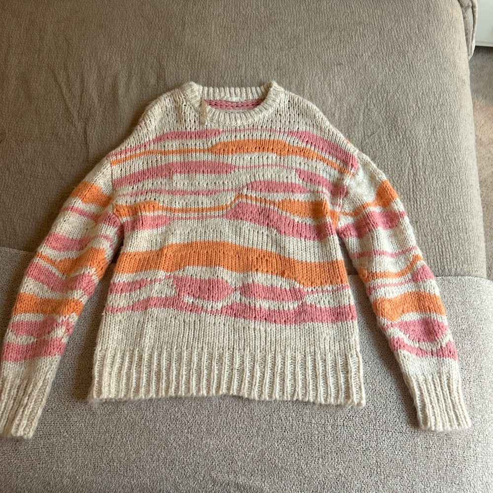 Striped Pink and Orange Women's Sweater